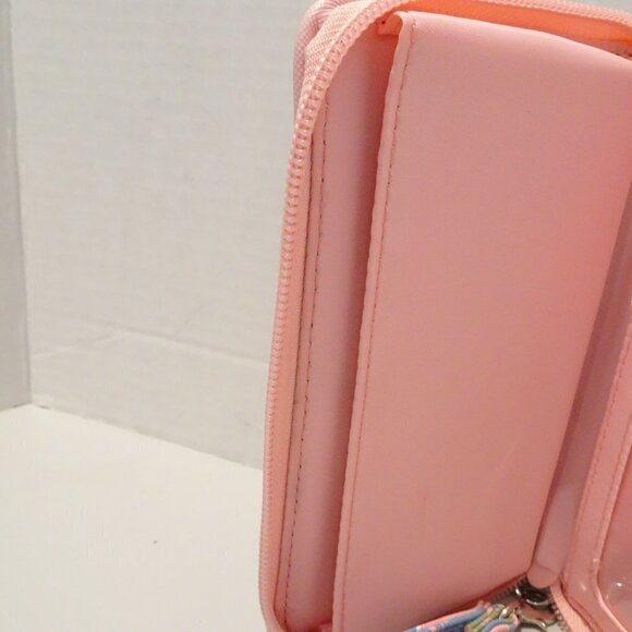 Disney Lilo & Stitch Angel Pink Tropical Design Wristlet Wallet Strap Zip Around - Picture 6 of 7